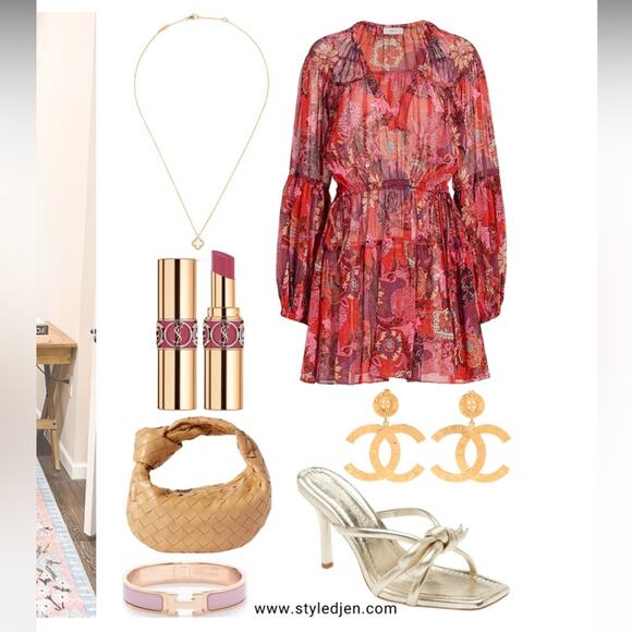 ALC floral long Sleeve silk mini dress size 4 retails $550 - Picture 6 of 10